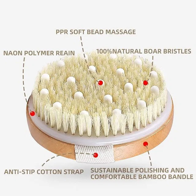 Wooden Handle Loofah Bath Brush with Back Cleaner