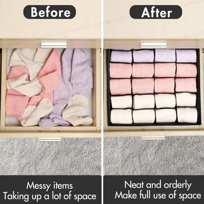 24-Grid Drawer Organizer for Makeup & Accessories (Pack of 3)