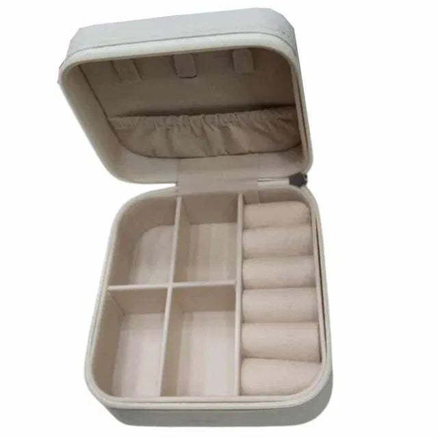 Peach Leather-Look Travel Jewelry Box